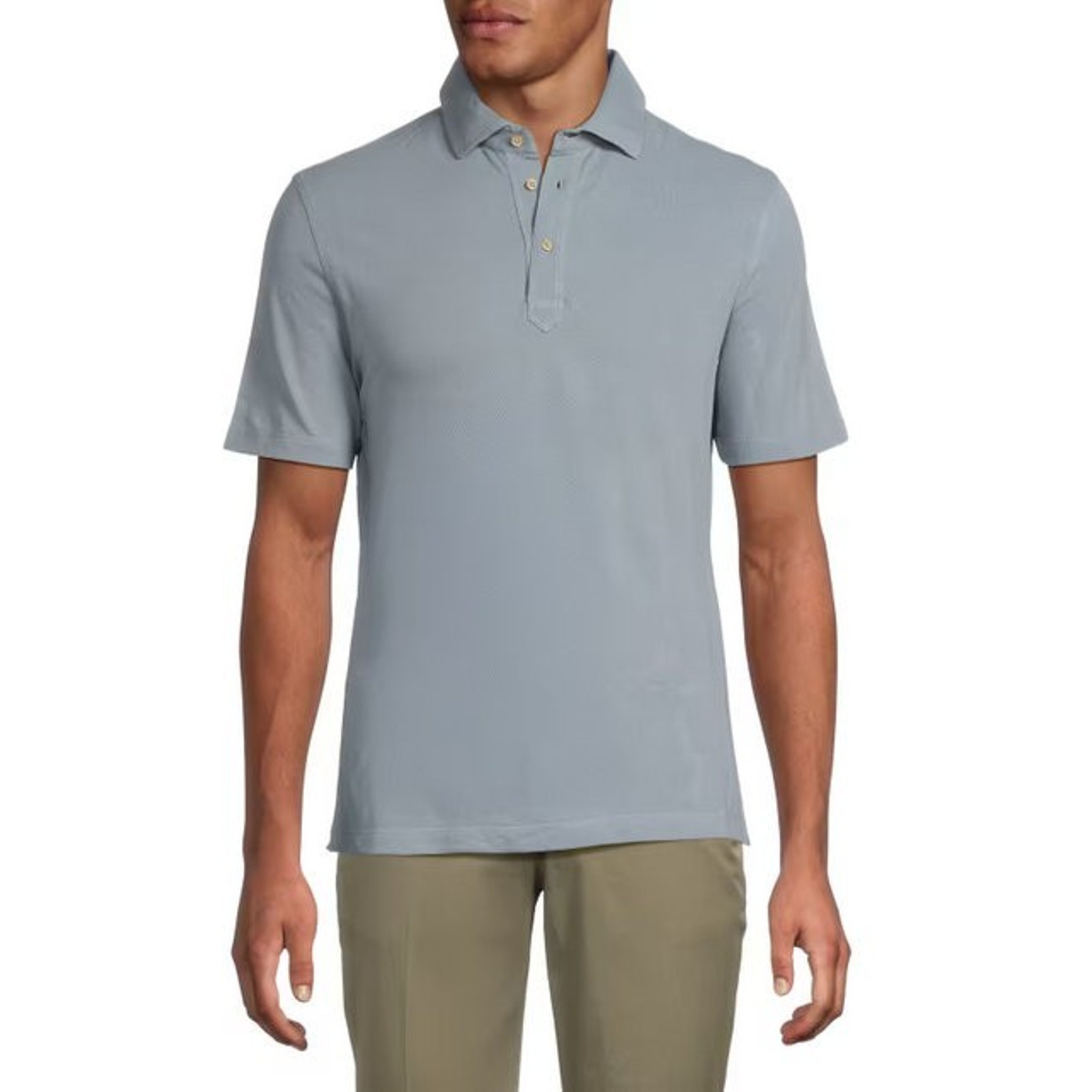 $750 Nwt Brunello Cucinelli Blue 100% Cotton Short-Sleeve Polo Shirt Size S